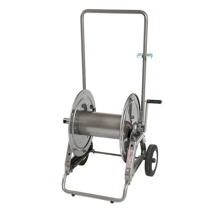 1100/1200 SERIES REEL AT1200 H5M; MANUAL CRK PORTABLE REEL W/ PNEUMATIC TIRES, 1/2" 90° M X F SU SWL JT, 3/8" FNPT SCHED 80 RISER, BARSTOCK HUB, PER CWG-0276, PAINT GRAPHITE