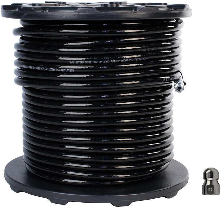 3/8" 4 Piece Nozzle Kit, Puller Style 12 GPM @ 4000 PSI 300' Hose